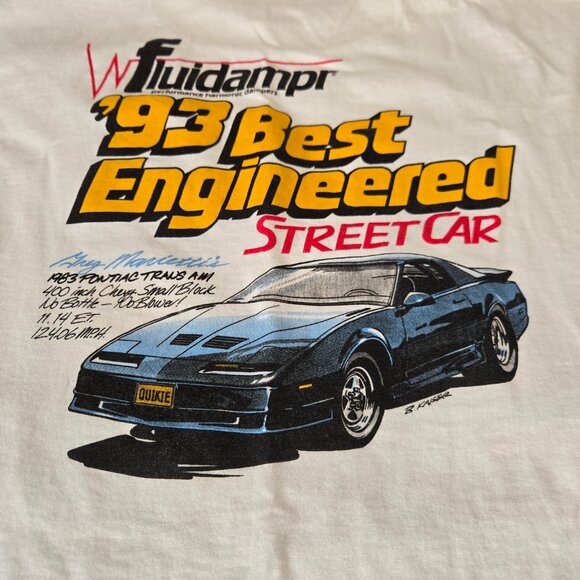 Vintage 1993 Fluidampr Racing T-Shirt Single Stitch USA Made Drag Street Drift X - Picture 7 of 10